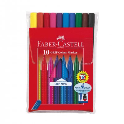 Faber-Castell Флумастери Grip, 10 цвята