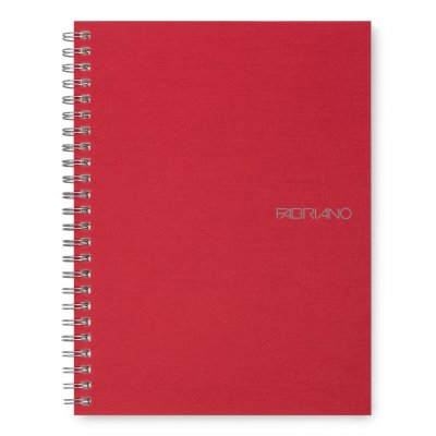 Fabriano Тетрадка, A5, широки редове, офсетова хартия, метална спирала, мека корица, 70 листа, червена