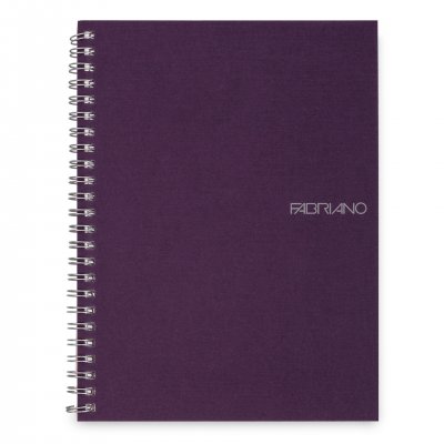 Fabriano Тетрадка, A5, широки редове, офсетова хартия, метална спирала, мека корица, 70 листа, лилава