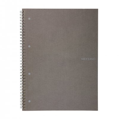 Fabriano Тетрадка, A4, широки редове, офсетова хартия, метална спирала, мека корица, 70 листа, сива