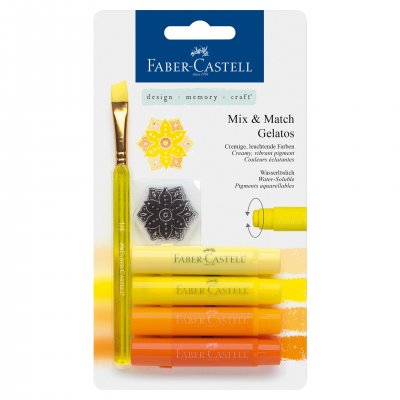 Faber-Castell Акварелни пастели Gelatos, комплект жълти нюанси, 4 цвята