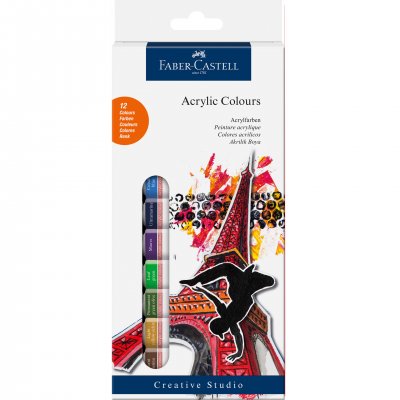 Faber-Castell Акрилни бои, в тубички, 12 ml, 12 цвята