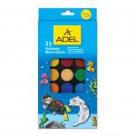 Adel Акварелни бои, 30 mm, 21 цвята, в голяма кутия