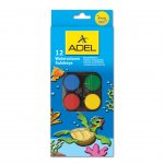 Adel Акварелни бои, 30 mm, 12 цвята, в голяма кутия
