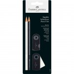 Faber-Castell Комплект Sparkle, два молива, острилка и гума, бяло и черно