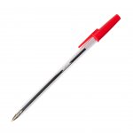 Office 1 Superstore Химикалка, 1.0 mm, прозрачен корпус, червена, 4 броя